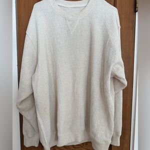 Aerie Cream Crewneck Waffle Knit Top